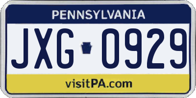 PA license plate JXG0929
