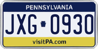 PA license plate JXG0930