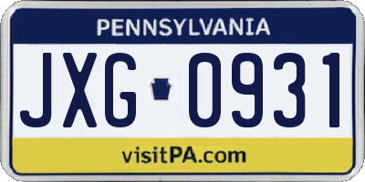 PA license plate JXG0931