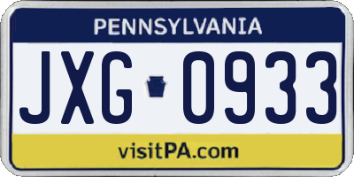 PA license plate JXG0933