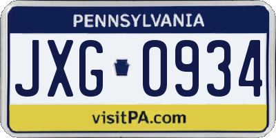 PA license plate JXG0934
