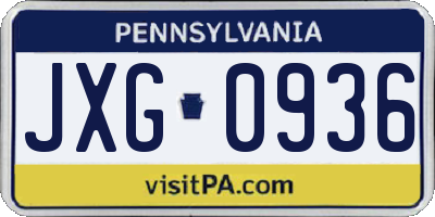 PA license plate JXG0936