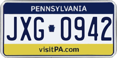 PA license plate JXG0942
