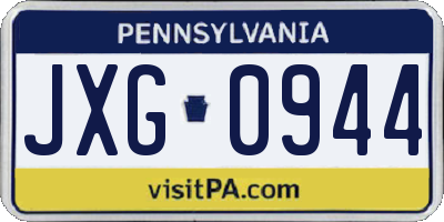 PA license plate JXG0944