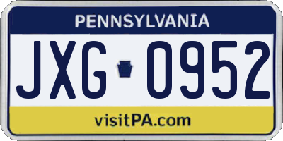 PA license plate JXG0952