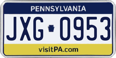 PA license plate JXG0953