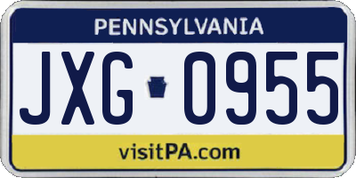 PA license plate JXG0955