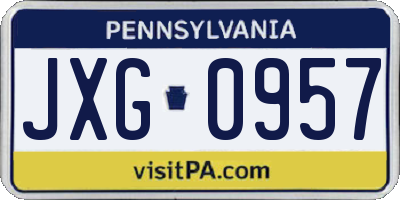 PA license plate JXG0957