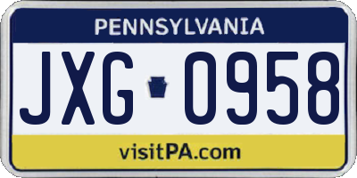 PA license plate JXG0958