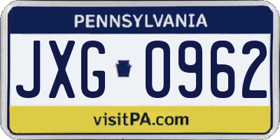 PA license plate JXG0962