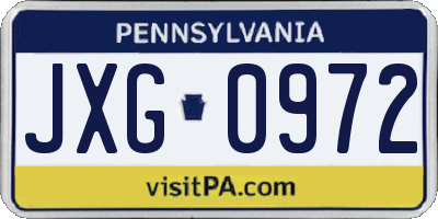 PA license plate JXG0972