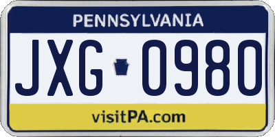 PA license plate JXG0980