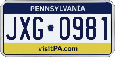 PA license plate JXG0981