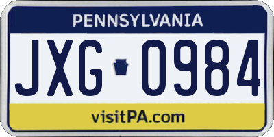 PA license plate JXG0984