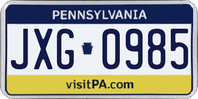 PA license plate JXG0985