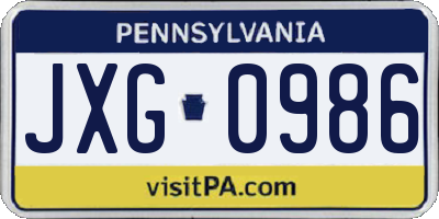 PA license plate JXG0986