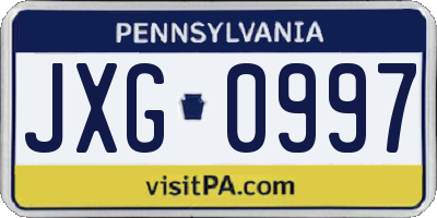 PA license plate JXG0997