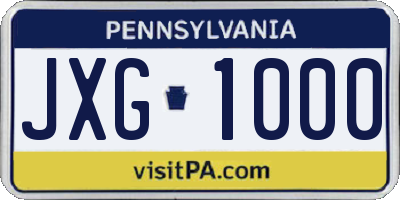PA license plate JXG1000