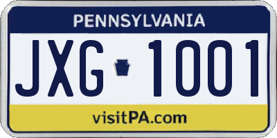 PA license plate JXG1001
