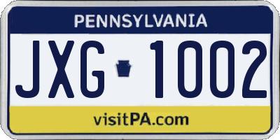 PA license plate JXG1002