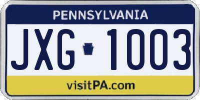 PA license plate JXG1003