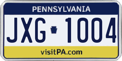 PA license plate JXG1004