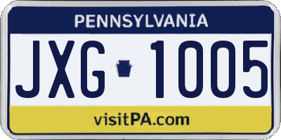 PA license plate JXG1005