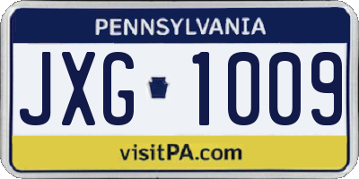 PA license plate JXG1009