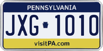 PA license plate JXG1010
