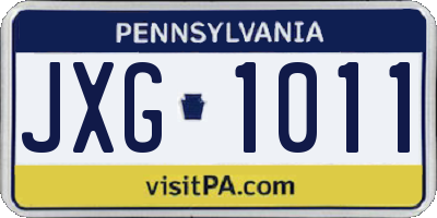 PA license plate JXG1011