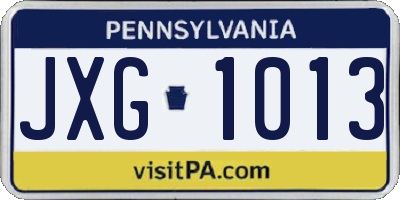 PA license plate JXG1013
