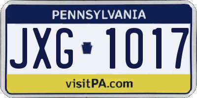 PA license plate JXG1017