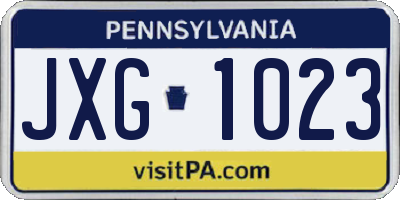 PA license plate JXG1023