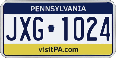 PA license plate JXG1024