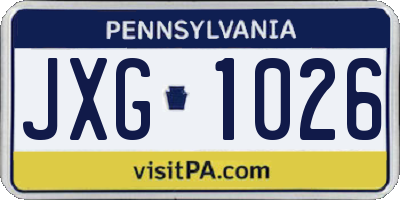 PA license plate JXG1026