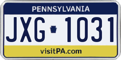 PA license plate JXG1031