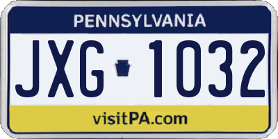 PA license plate JXG1032