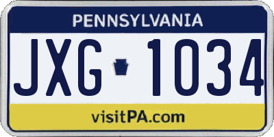 PA license plate JXG1034