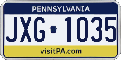PA license plate JXG1035