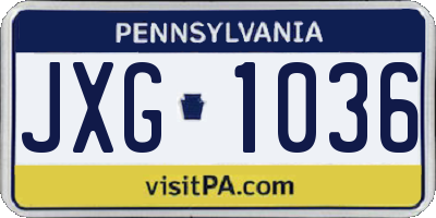 PA license plate JXG1036