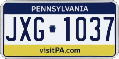 PA license plate JXG1037