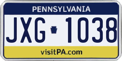 PA license plate JXG1038