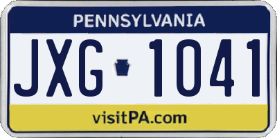 PA license plate JXG1041