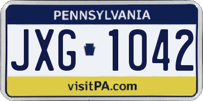 PA license plate JXG1042