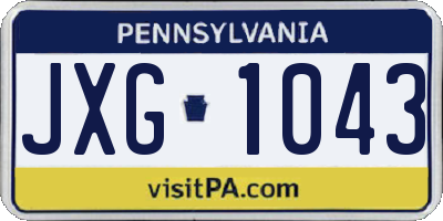 PA license plate JXG1043