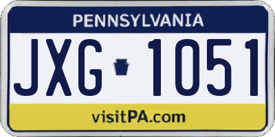 PA license plate JXG1051
