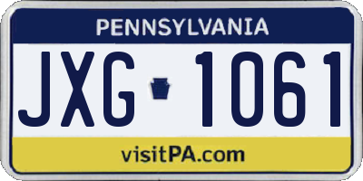 PA license plate JXG1061