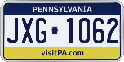 PA license plate JXG1062