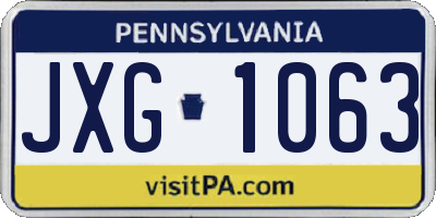 PA license plate JXG1063