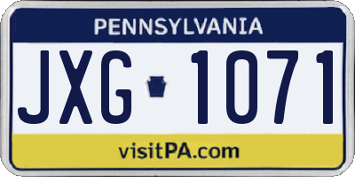 PA license plate JXG1071